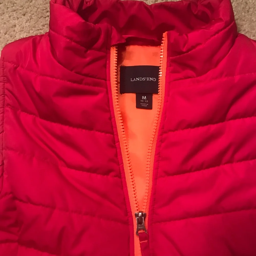 Land’s End Pink and Orange Quilted Puffer Vest size M